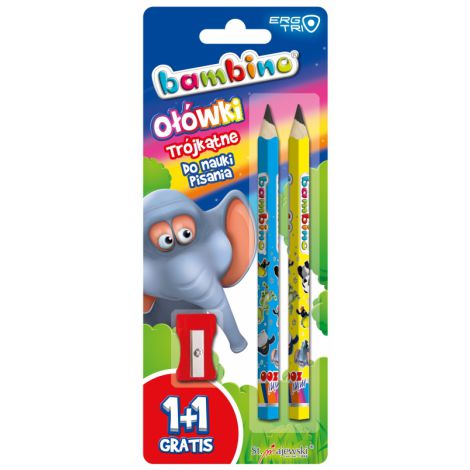 Ołówki Bambino do nauki pisania trójkątne + temperówka - 2